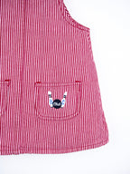 Vintage Red & Pink Stripe Denim Bowling Club Dress - Age 9-12 months