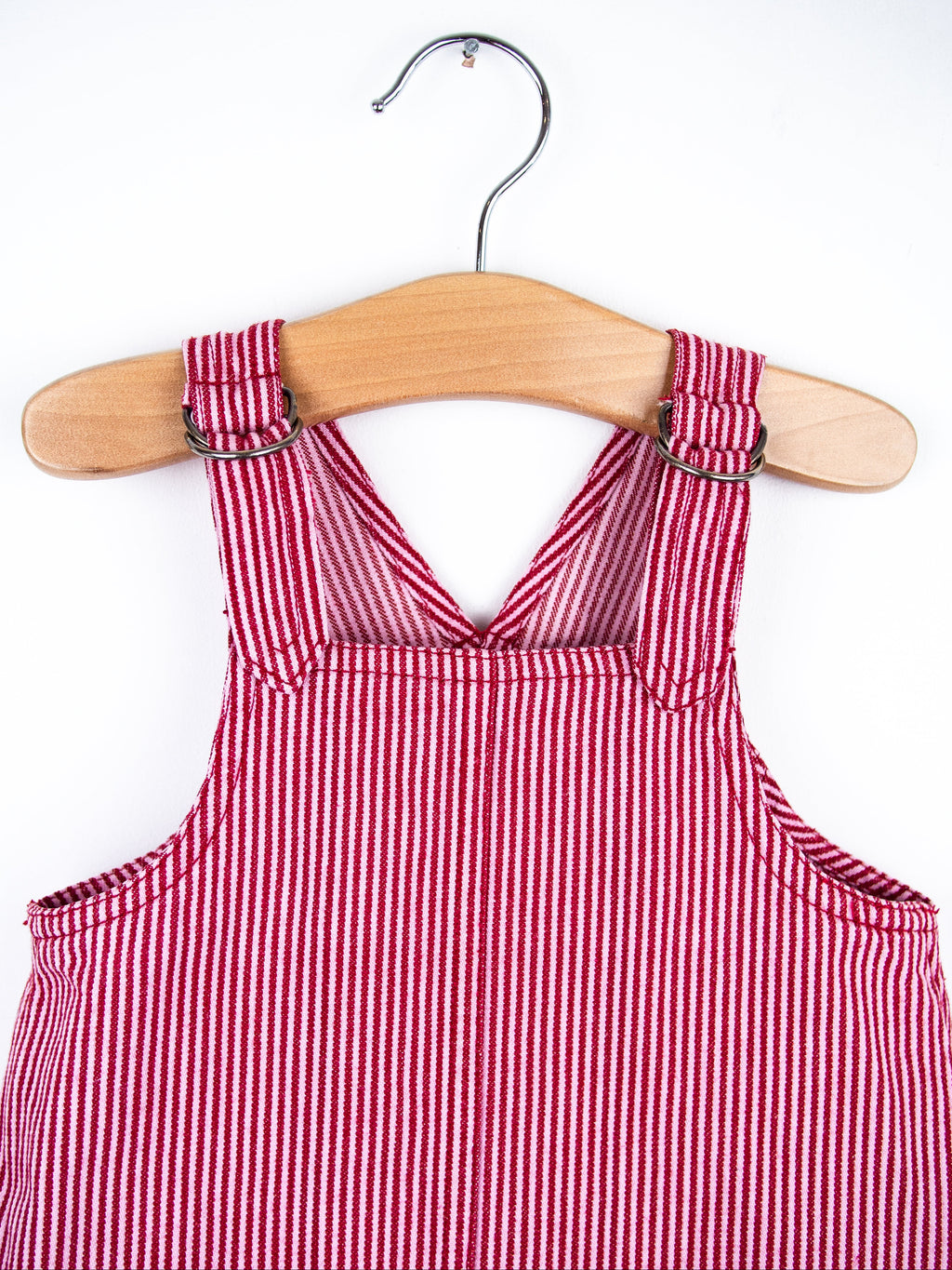 Vintage Red & Pink Stripe Denim Bowling Club Dress - Age 9-12 months