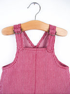 Vintage Red & Pink Stripe Denim Bowling Club Dress - Age 9-12 months