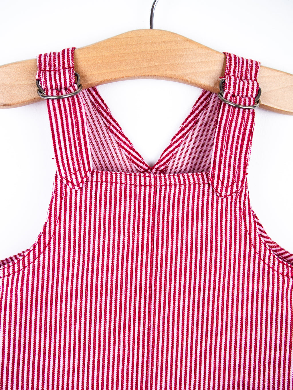 Vintage Red & Pink Stripe Denim Bowling Club Dress - Age 9-12 months