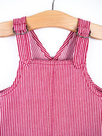 Vintage Red & Pink Stripe Denim Bowling Club Dress - Age 9-12 months