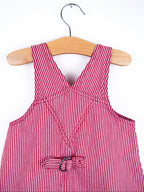 Vintage Red & Pink Stripe Denim Bowling Club Dress - Age 9-12 months