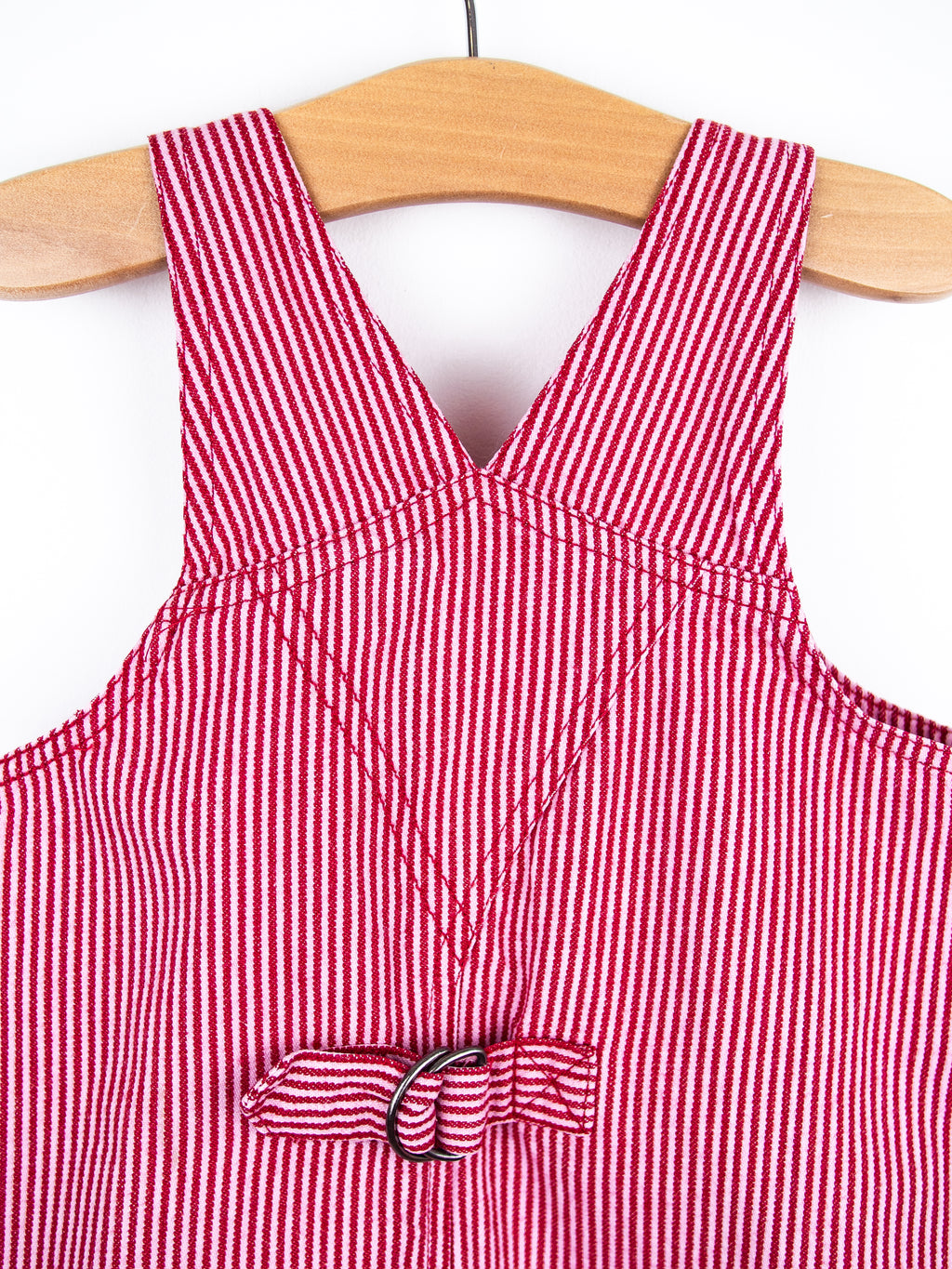 Vintage Red & Pink Stripe Denim Bowling Club Dress - Age 9-12 months
