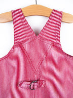 Vintage Red & Pink Stripe Denim Bowling Club Dress - Age 9-12 months