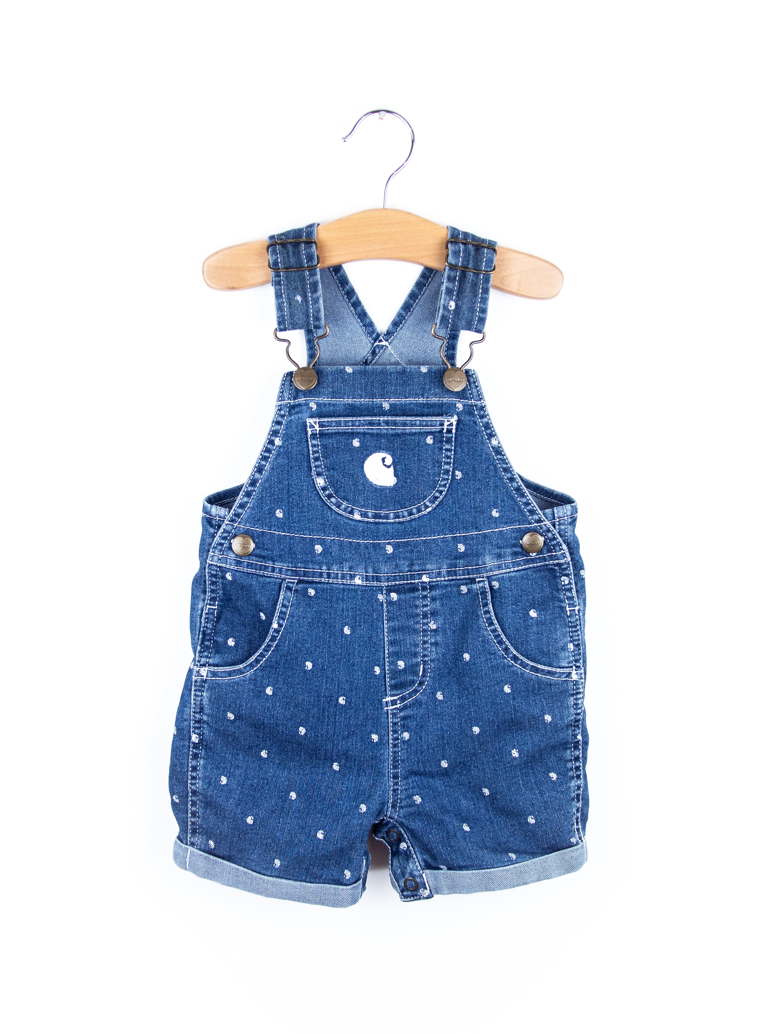Carhartt Logo Dot Denim Dungaree Shorties - Age 12 months
