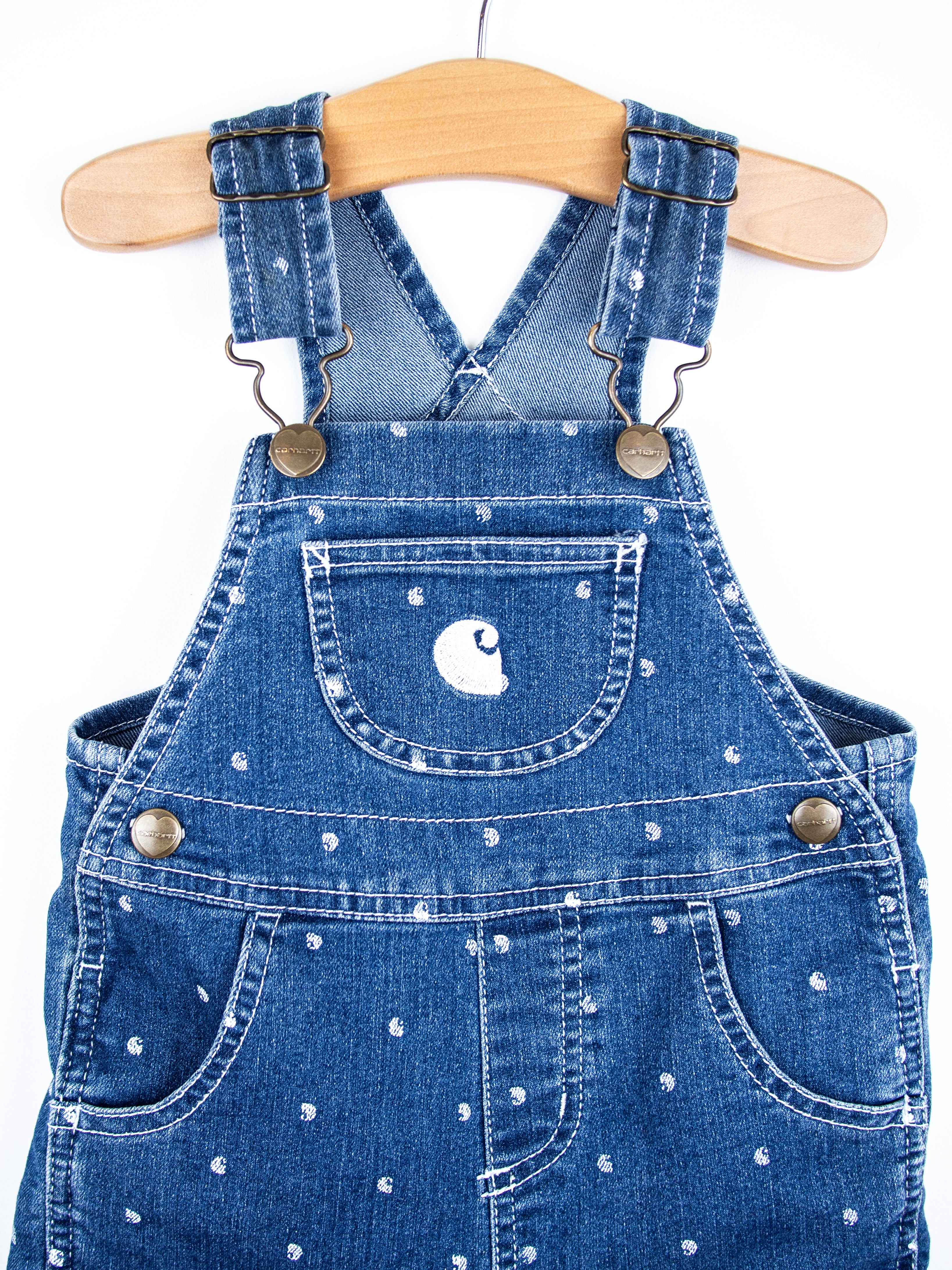Carhartt Logo Dot Denim Dungaree Shorties - Age 12 months