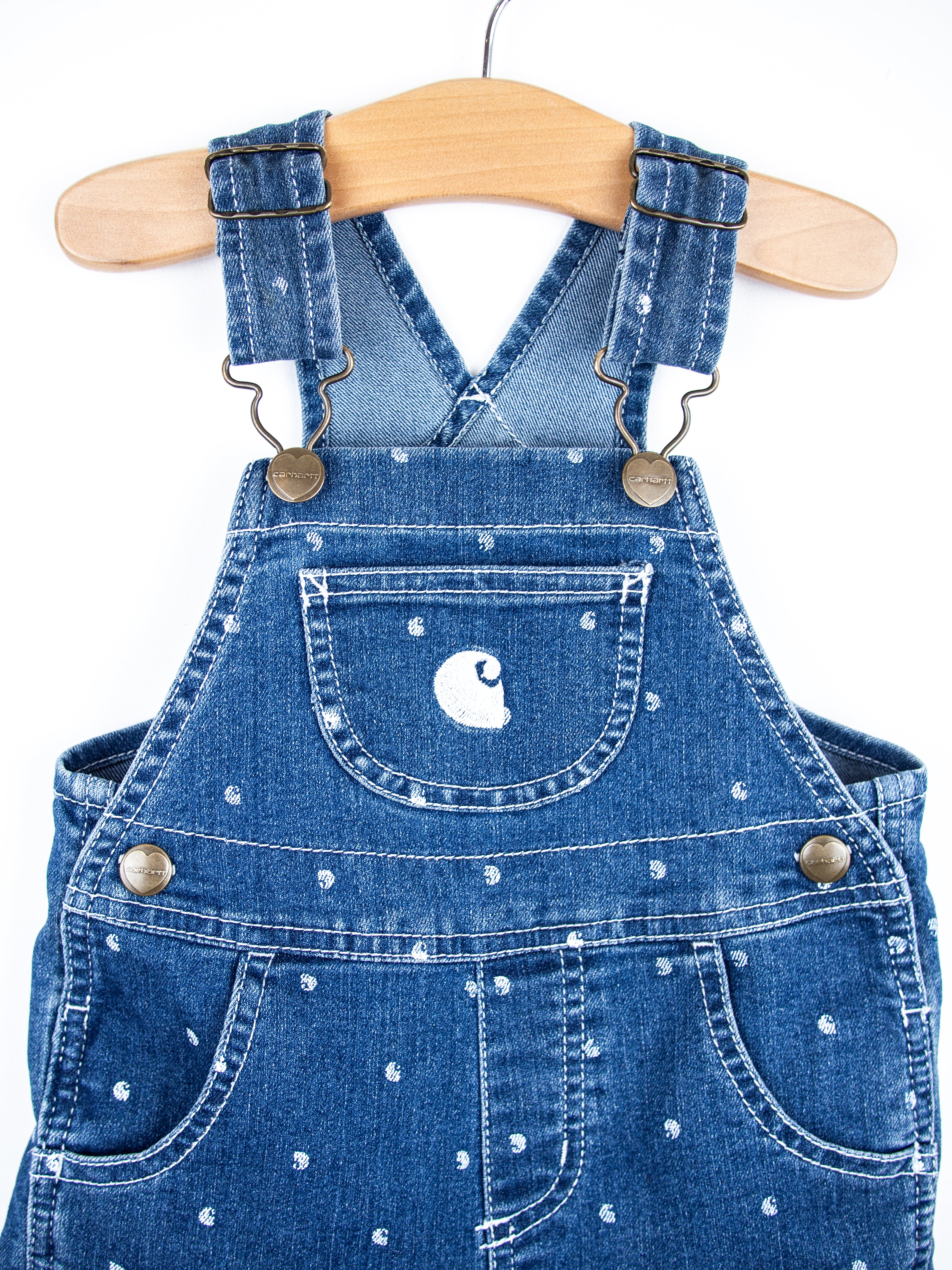 Carhartt Logo Dot Denim Dungaree Shorties - Age 12 months