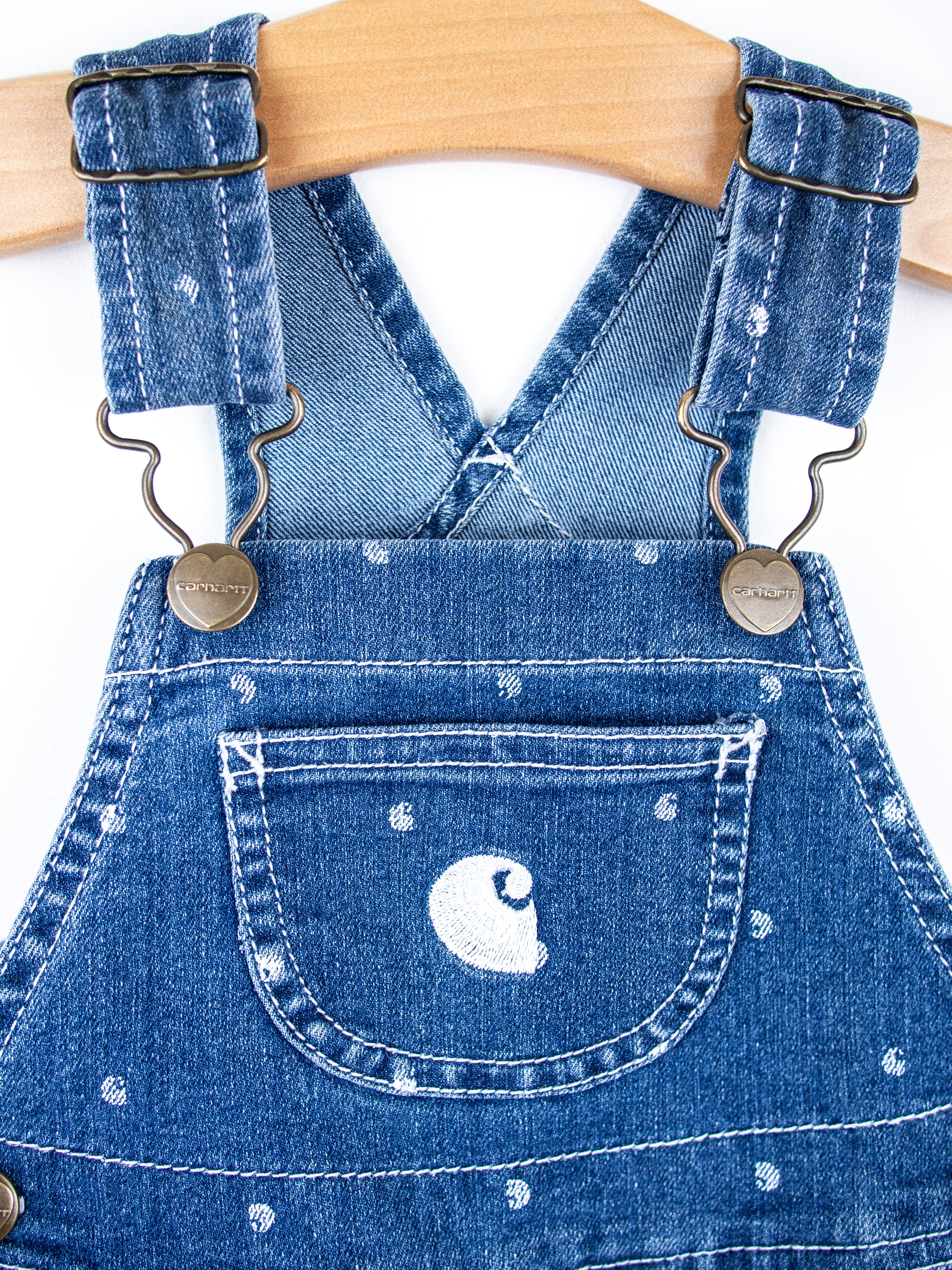 Carhartt Logo Dot Denim Dungaree Shorties - Age 12 months