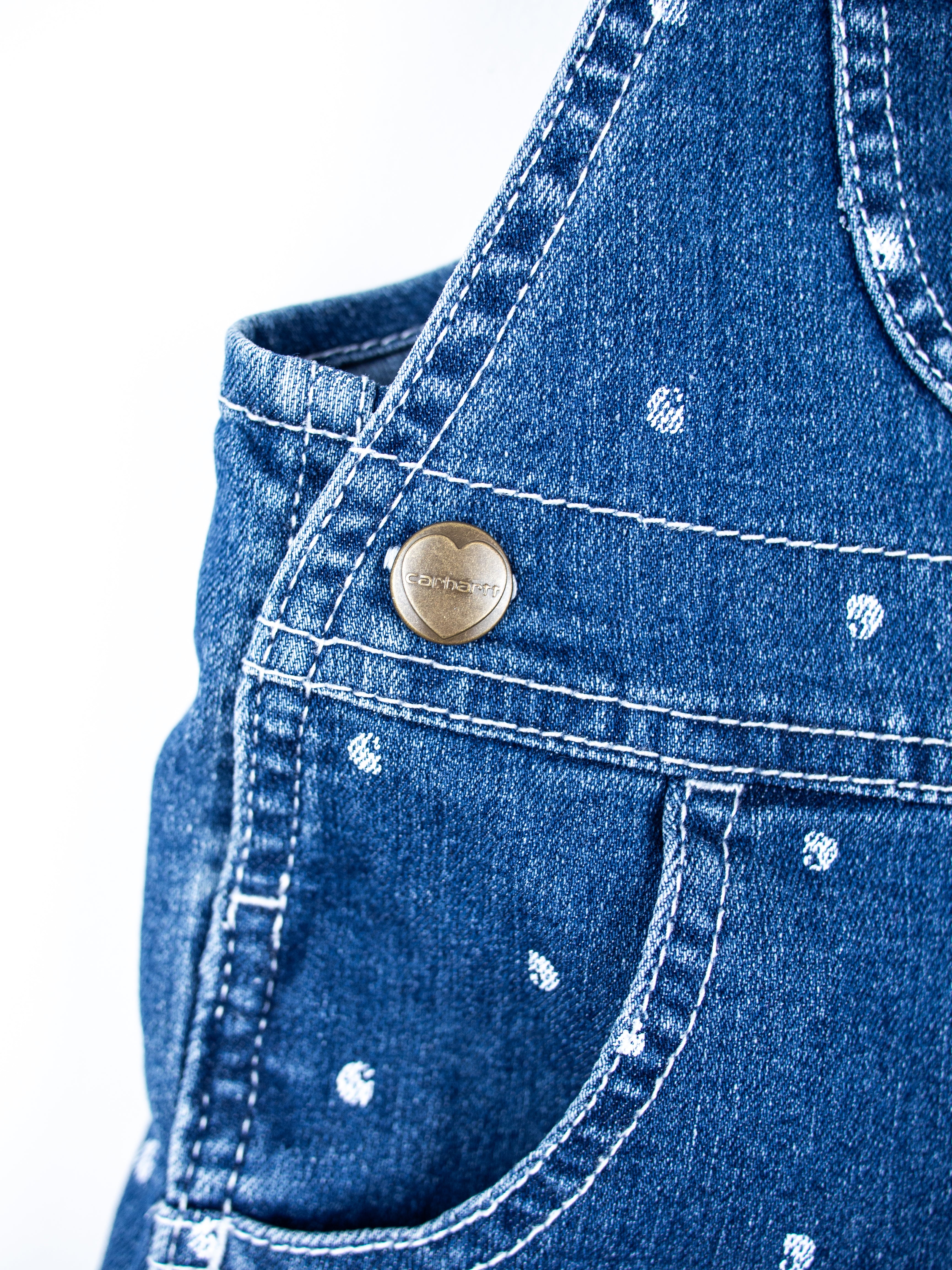 Carhartt Logo Dot Denim Dungaree Shorties - Age 12 months