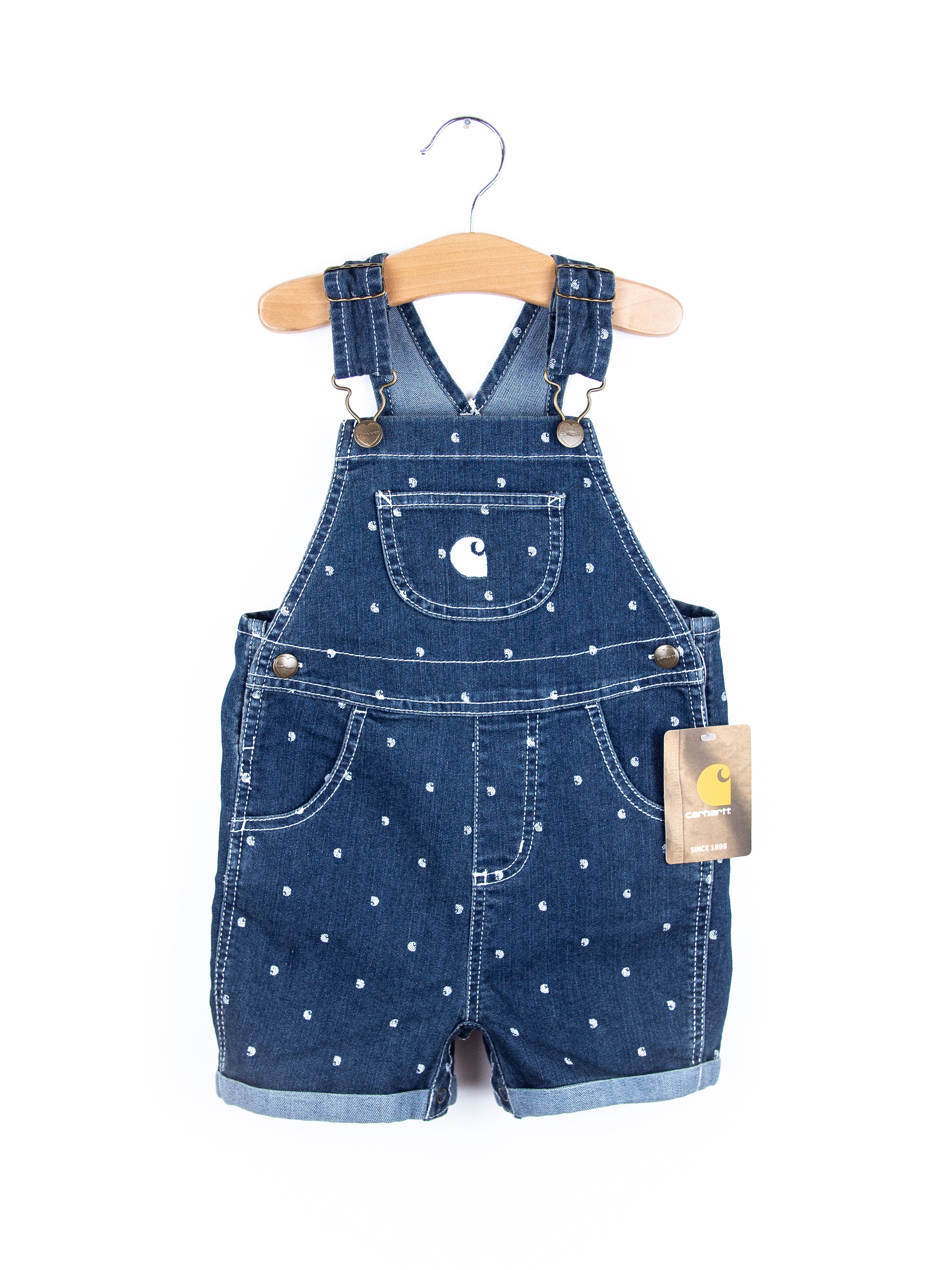 Carhartt Logo Dot Denim Dungaree Shorties - NEW WITH TAGS - Age 24 months