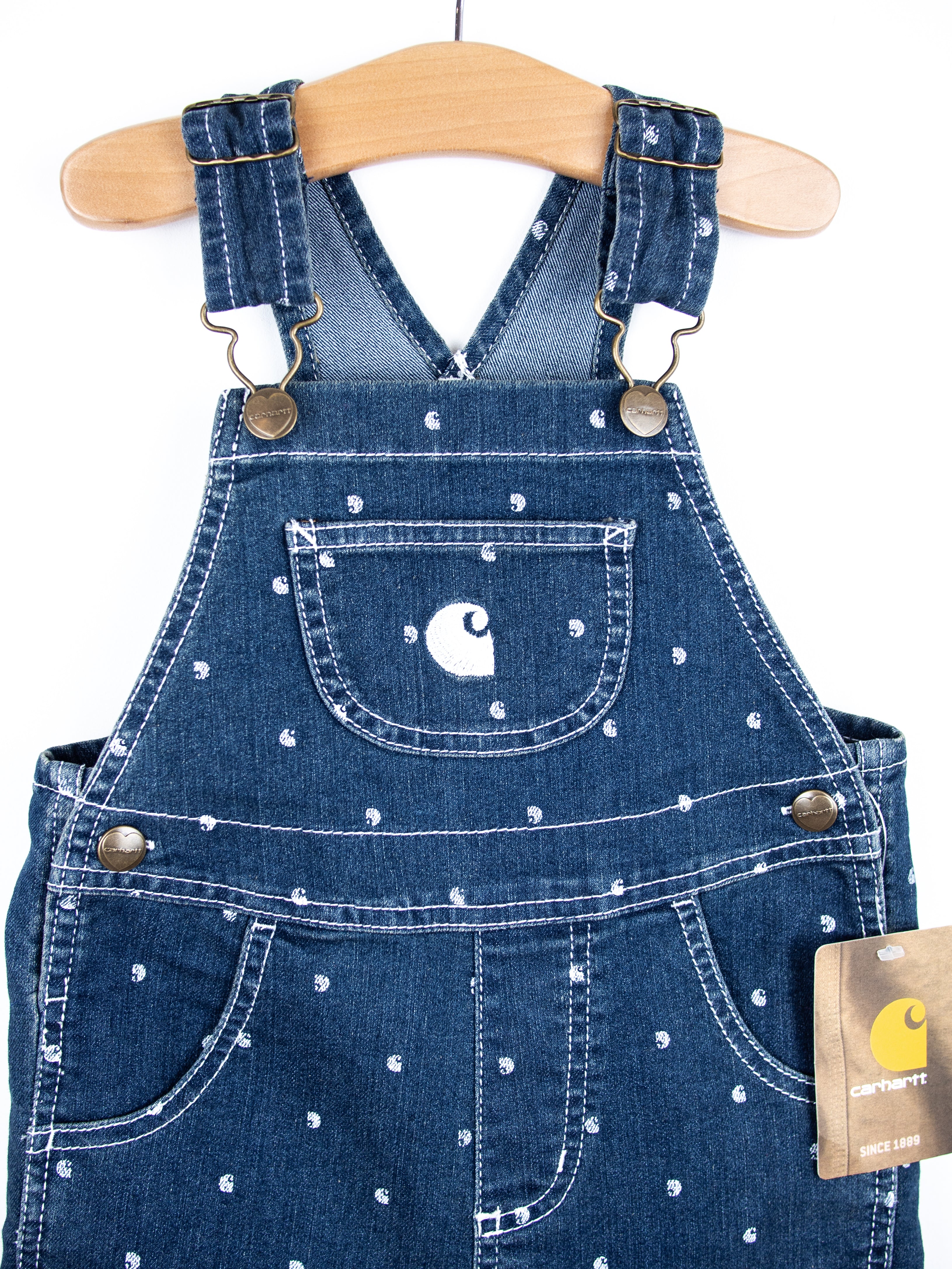 Carhartt Logo Dot Denim Dungaree Shorties - NEW WITH TAGS - Age 24 months