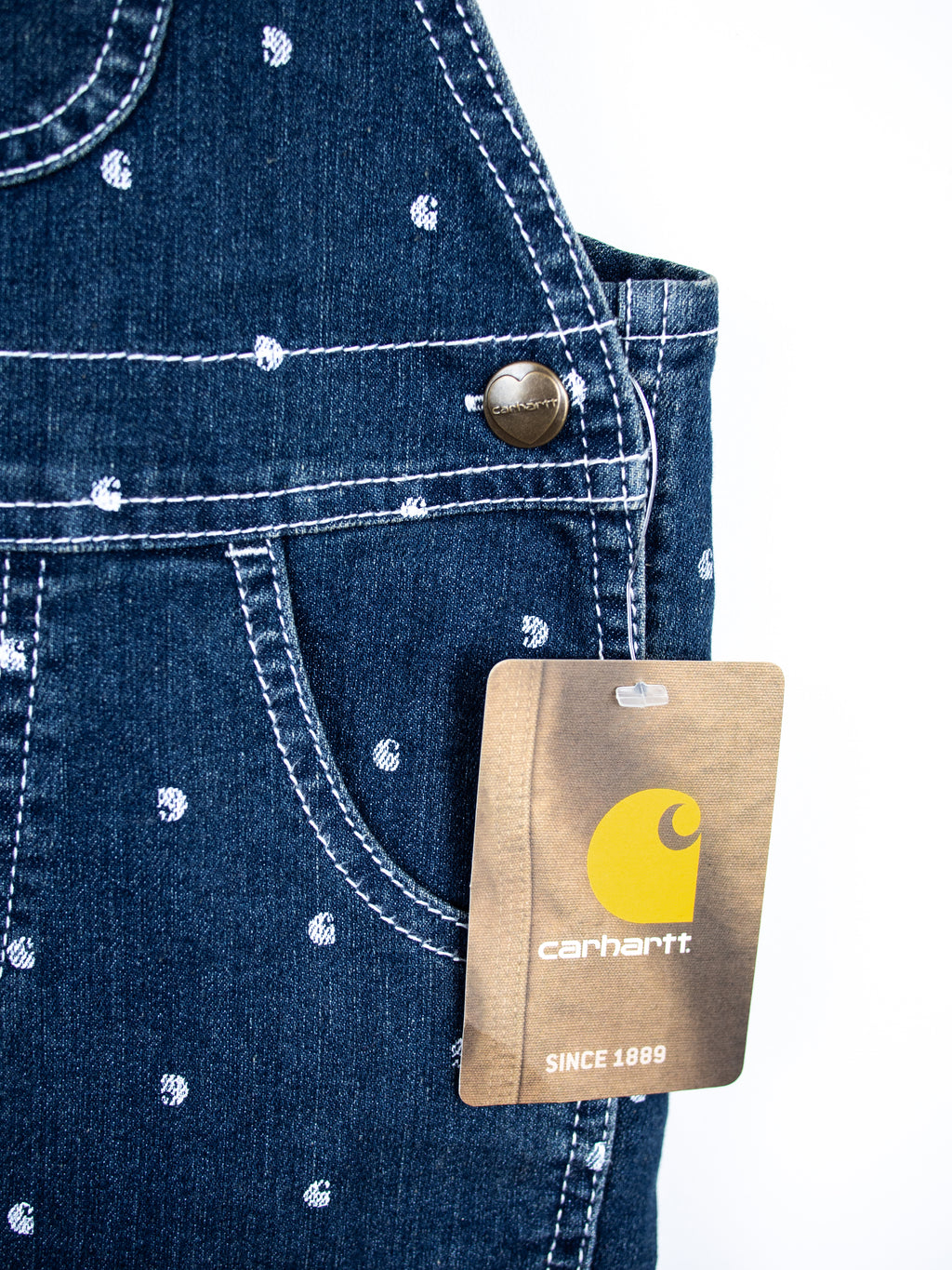 Carhartt Logo Dot Denim Dungaree Shorties - NEW WITH TAGS - Age 24 months