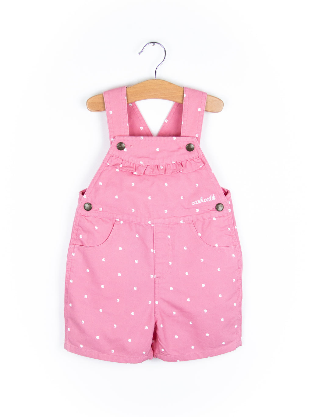 Carhartt Pink Logo Dot Dungaree Shorties - Age 2-3 years