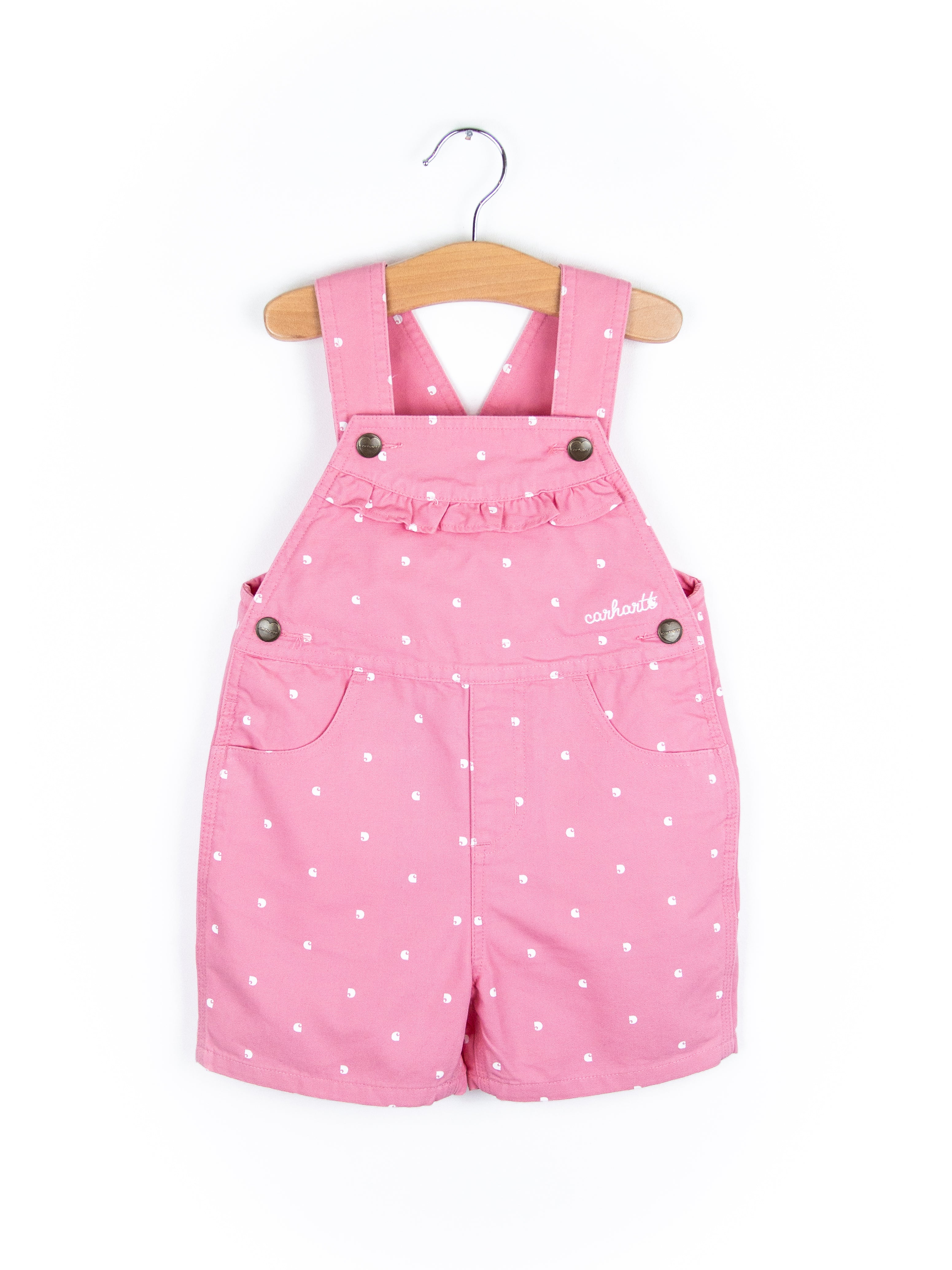 Carhartt Pink Logo Dot Dungaree Shorties - Age 2-3 years