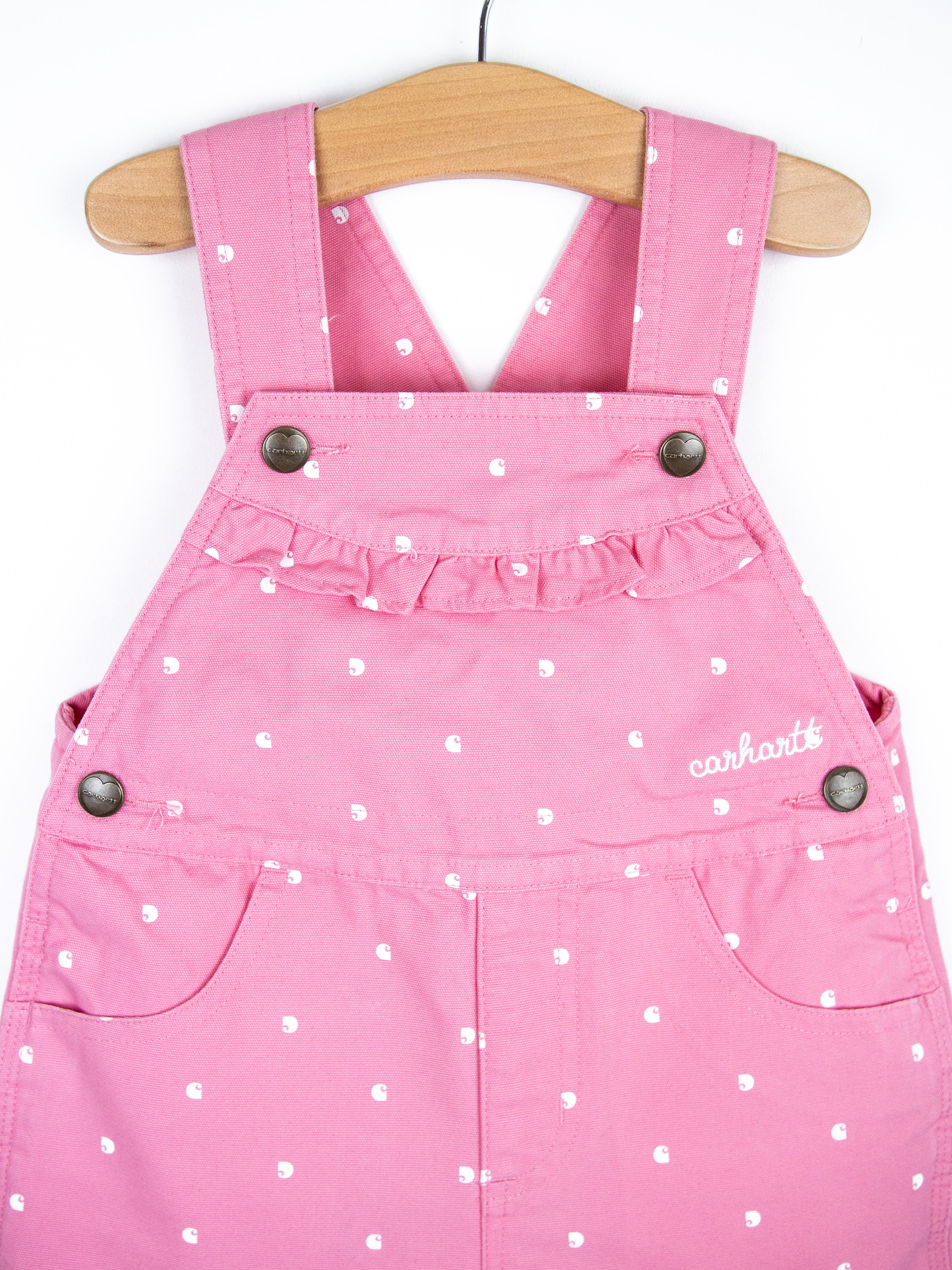 Carhartt Pink Logo Dot Dungaree Shorties - Age 2-3 years