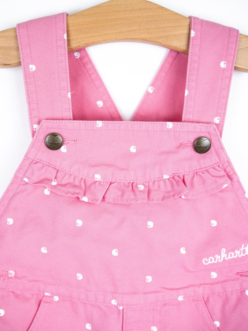 Carhartt Pink Logo Dot Dungaree Shorties - Age 2-3 years
