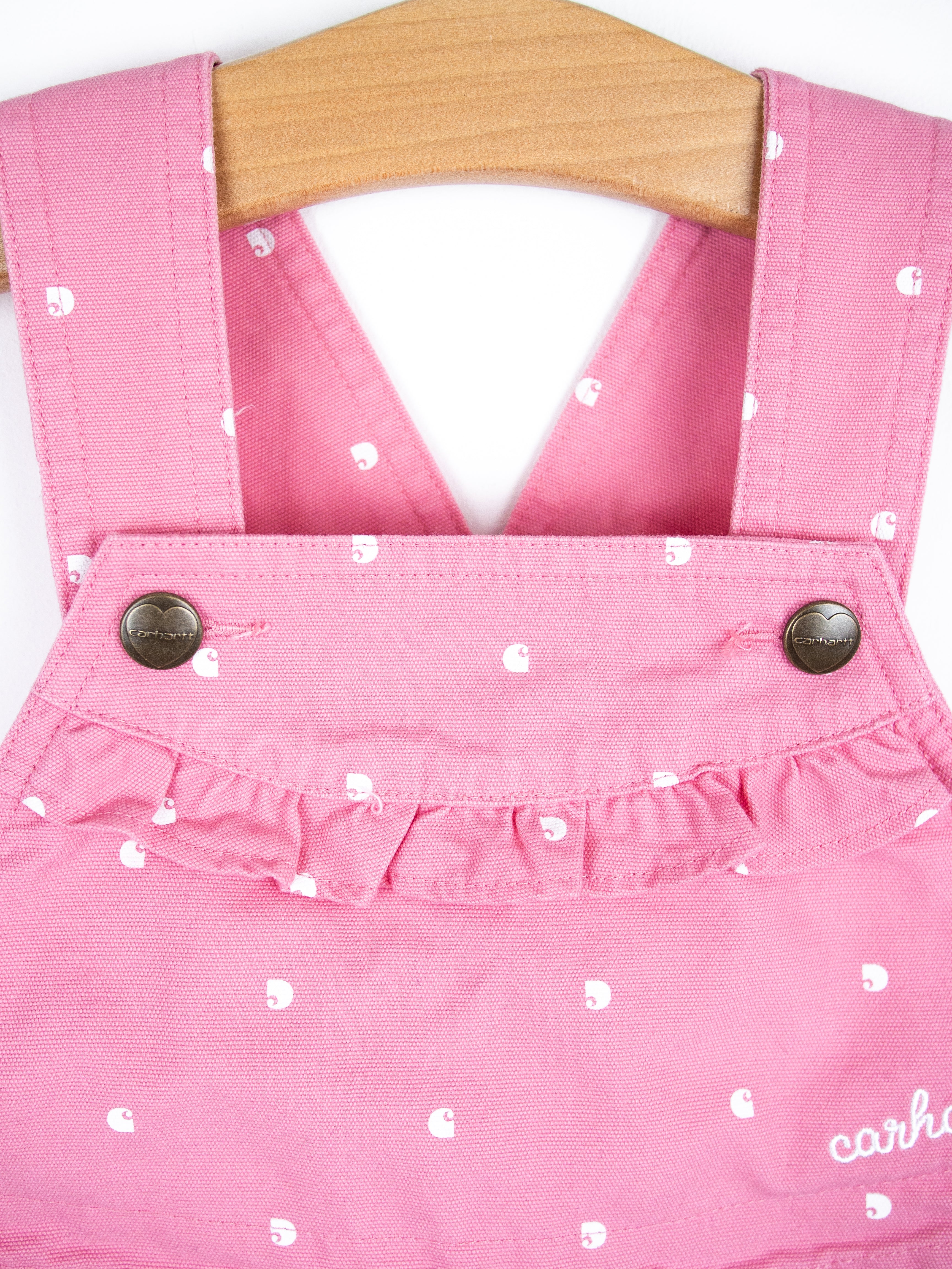 Carhartt Pink Logo Dot Dungaree Shorties - Age 2-3 years
