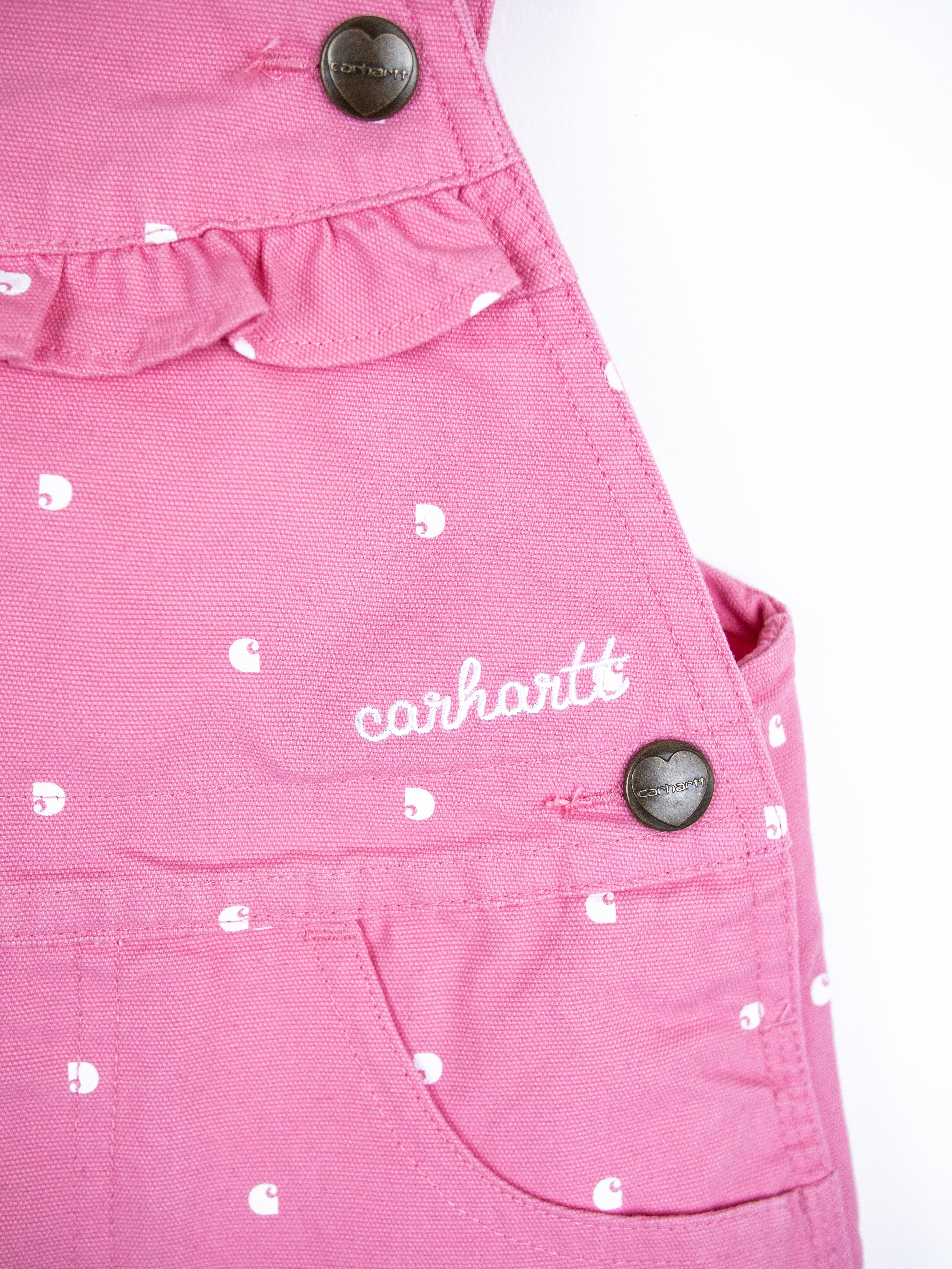 Carhartt Pink Logo Dot Dungaree Shorties - Age 2-3 years