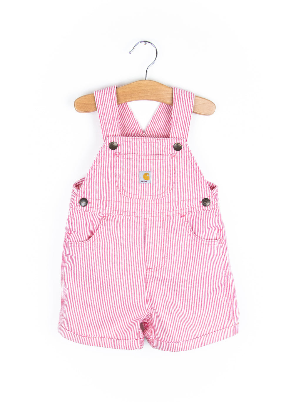 Carhartt Pink & White Stripe Dungaree Shorties - Age 12-18 months