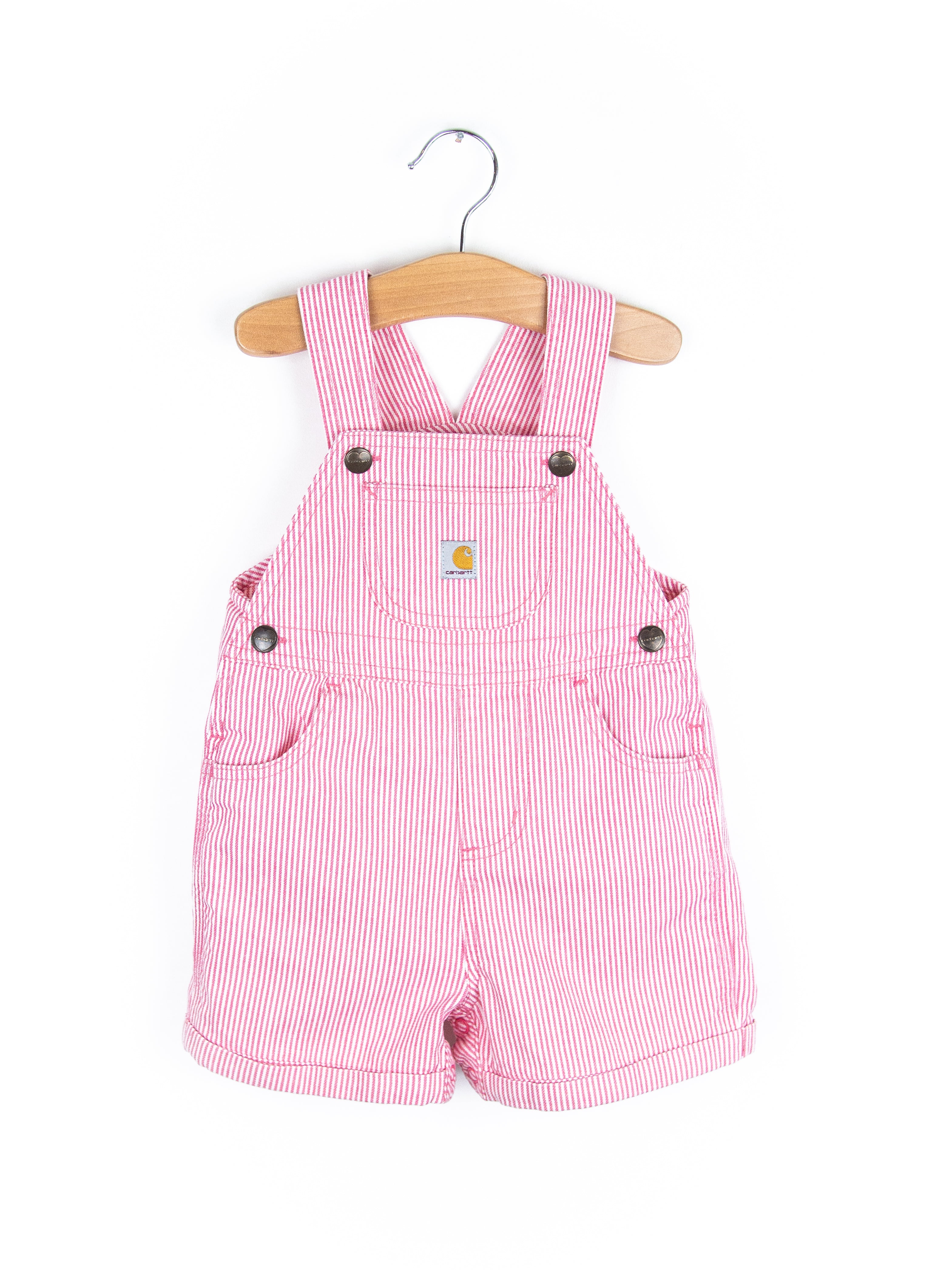 Carhartt Pink & White Stripe Dungaree Shorties - Age 12-18 months