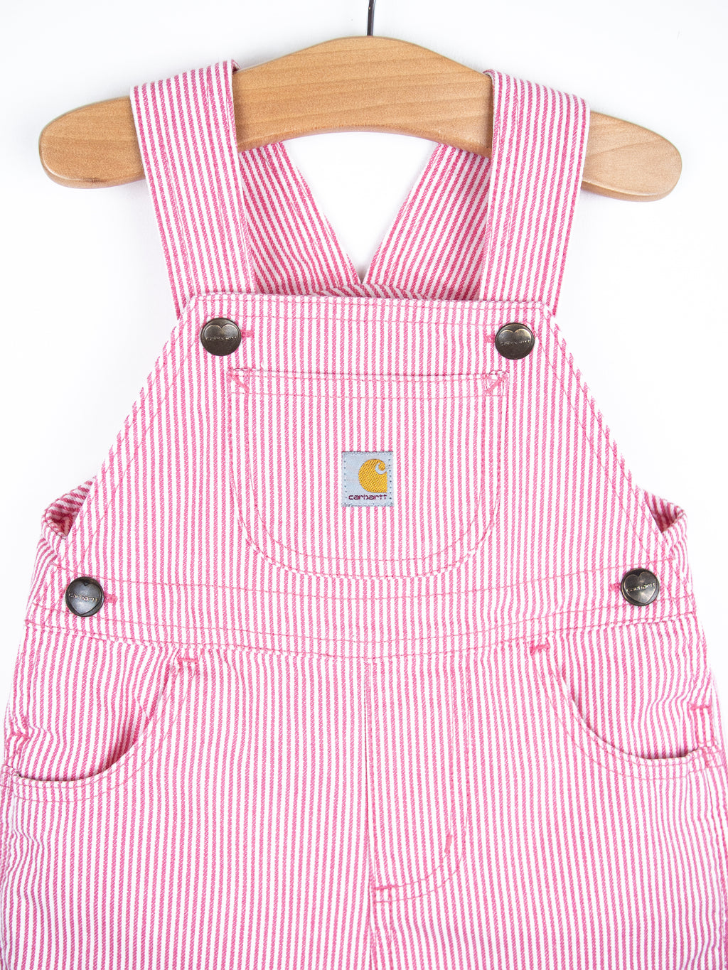 Carhartt Pink & White Stripe Dungaree Shorties - Age 12-18 months
