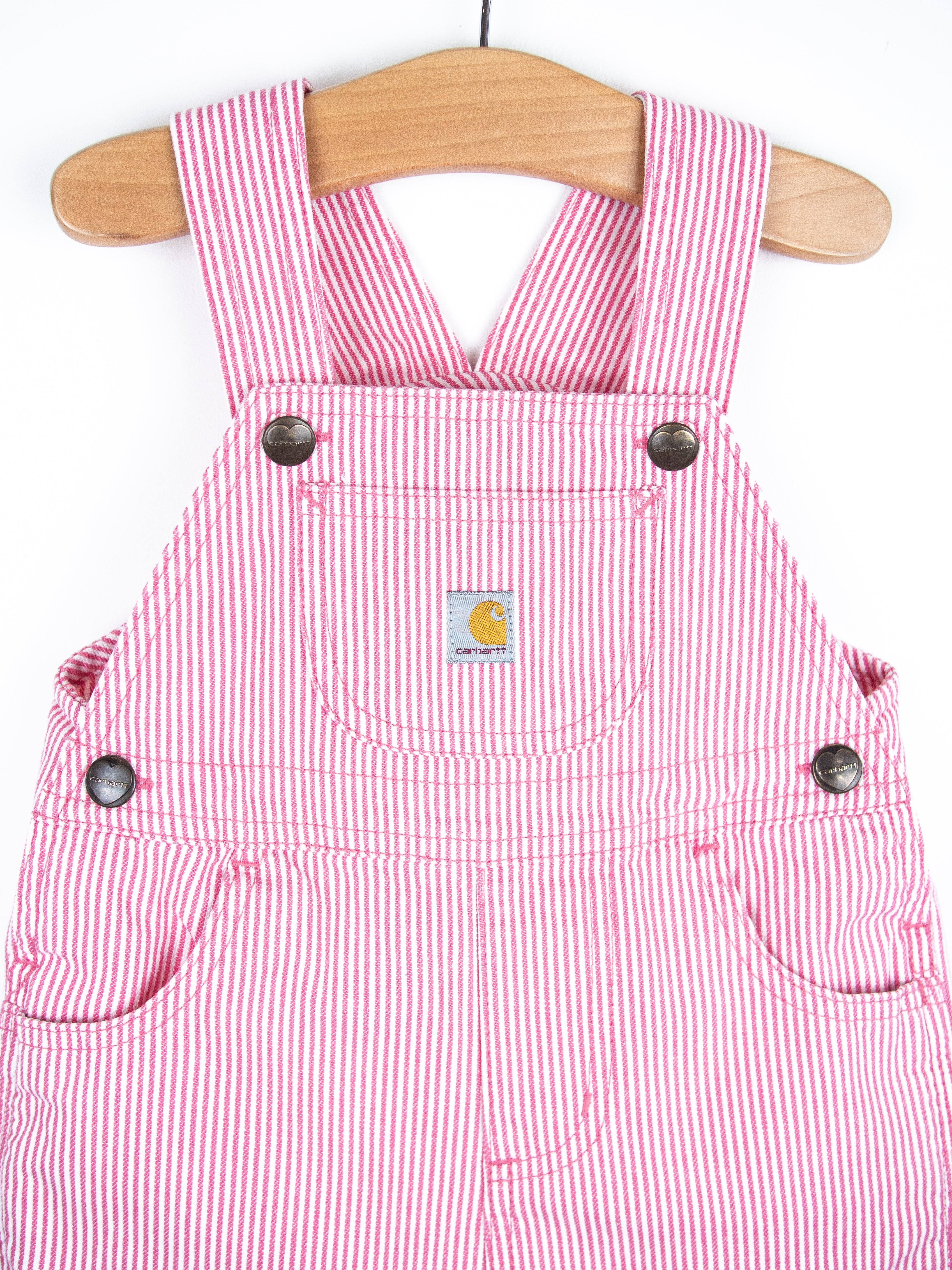 Carhartt Pink & White Stripe Dungaree Shorties - Age 12-18 months