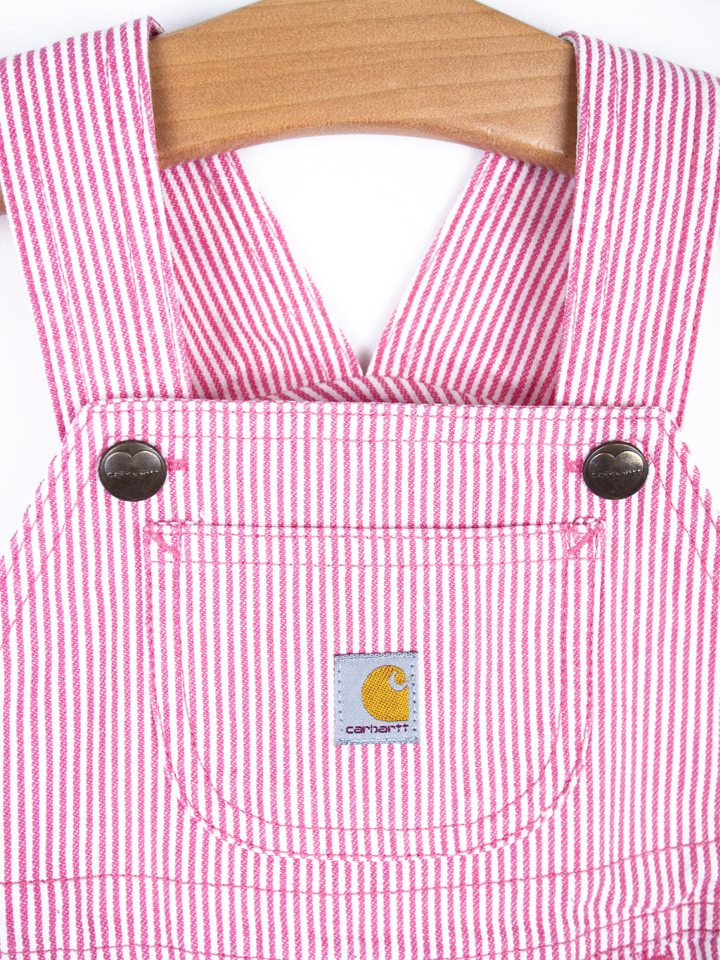 Carhartt Pink & White Stripe Dungaree Shorties - Age 12-18 months