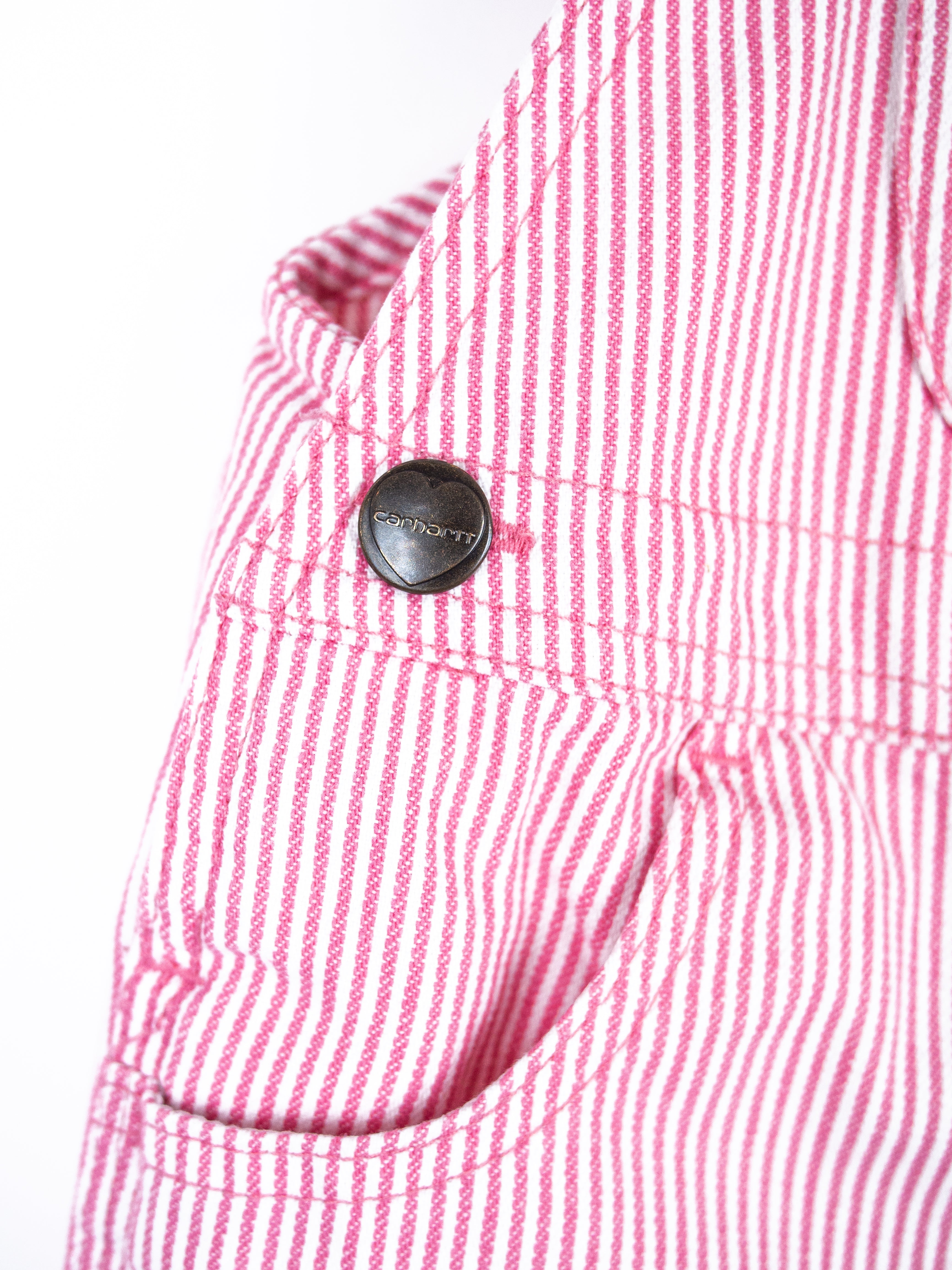 Carhartt Pink & White Stripe Dungaree Shorties - Age 12-18 months