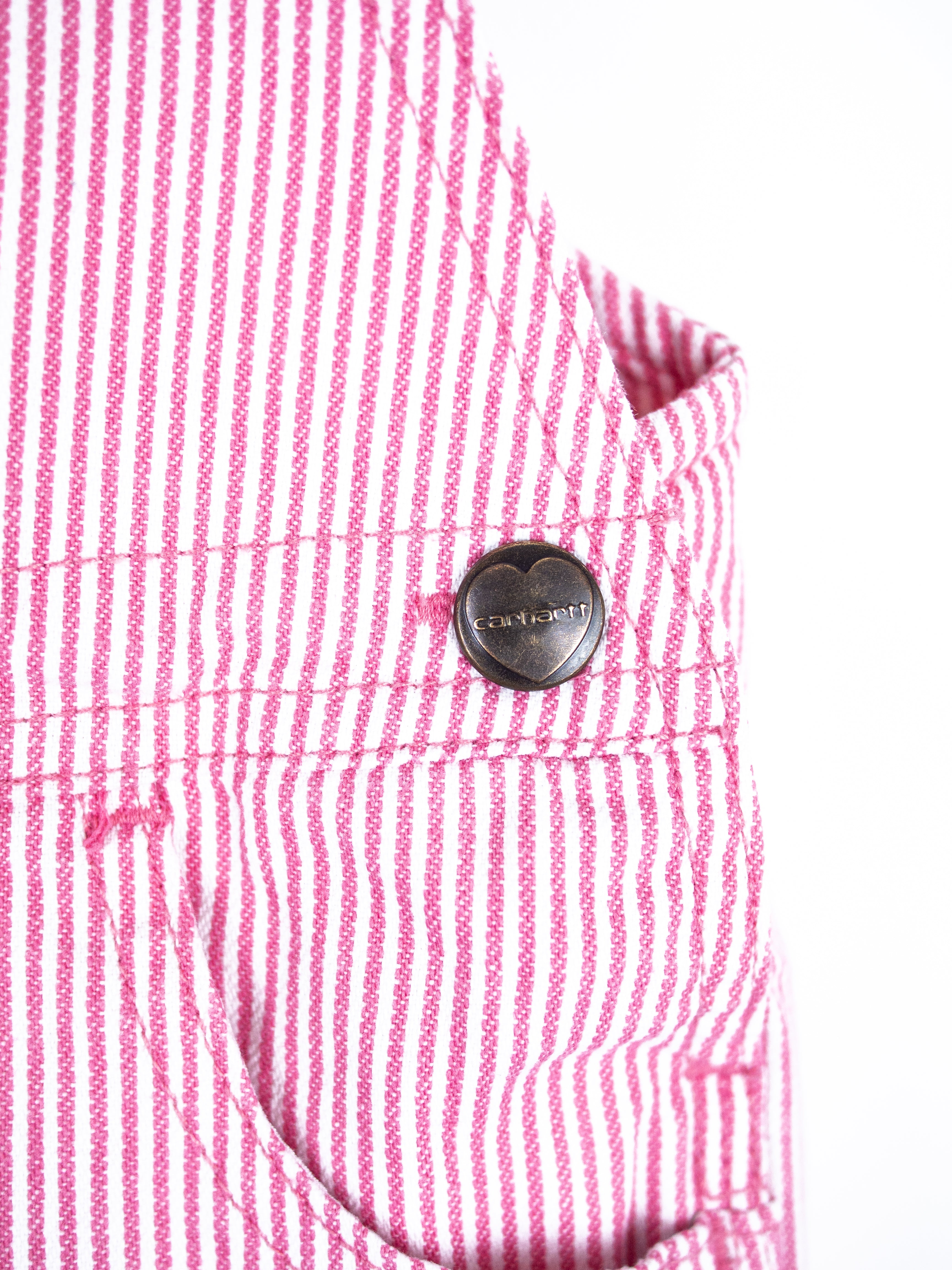 Carhartt Pink & White Stripe Dungaree Shorties - Age 12-18 months