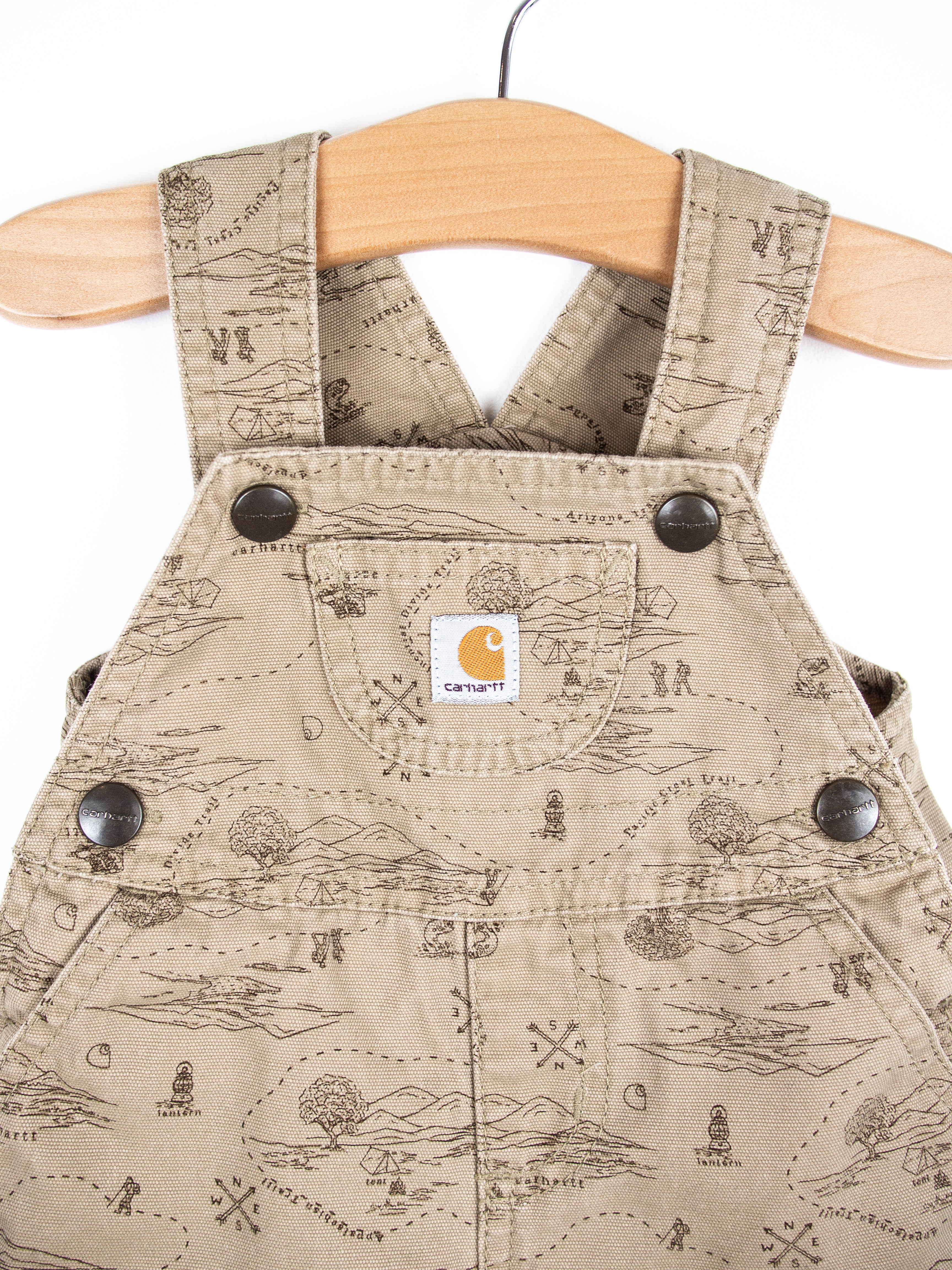 Carhartt Map Print Dungaree Shorties - Age 0-3 months