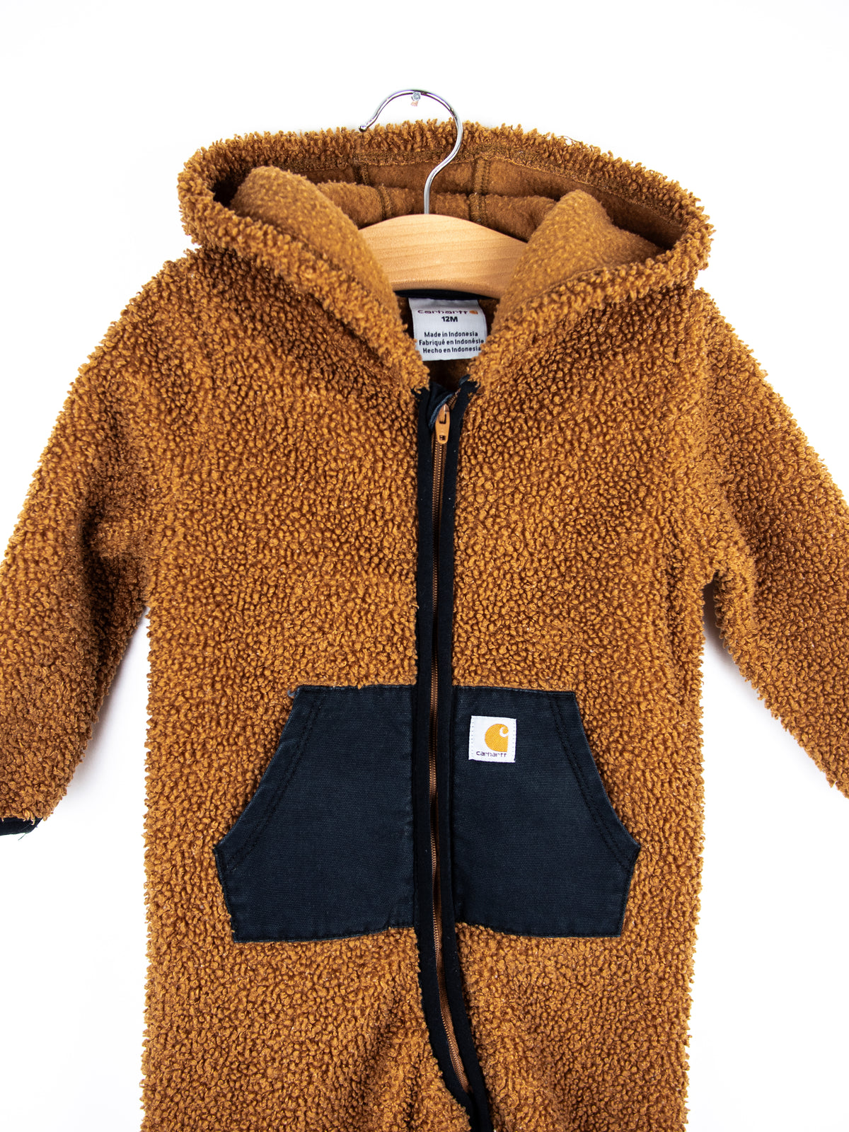 Carhartt Brown Teddy Fleece Snowsuit - Age 6-9 months