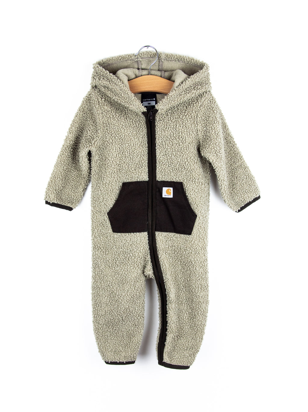Carhartt Grey Teddy Fleece Snowsuit - Age 0-3 months