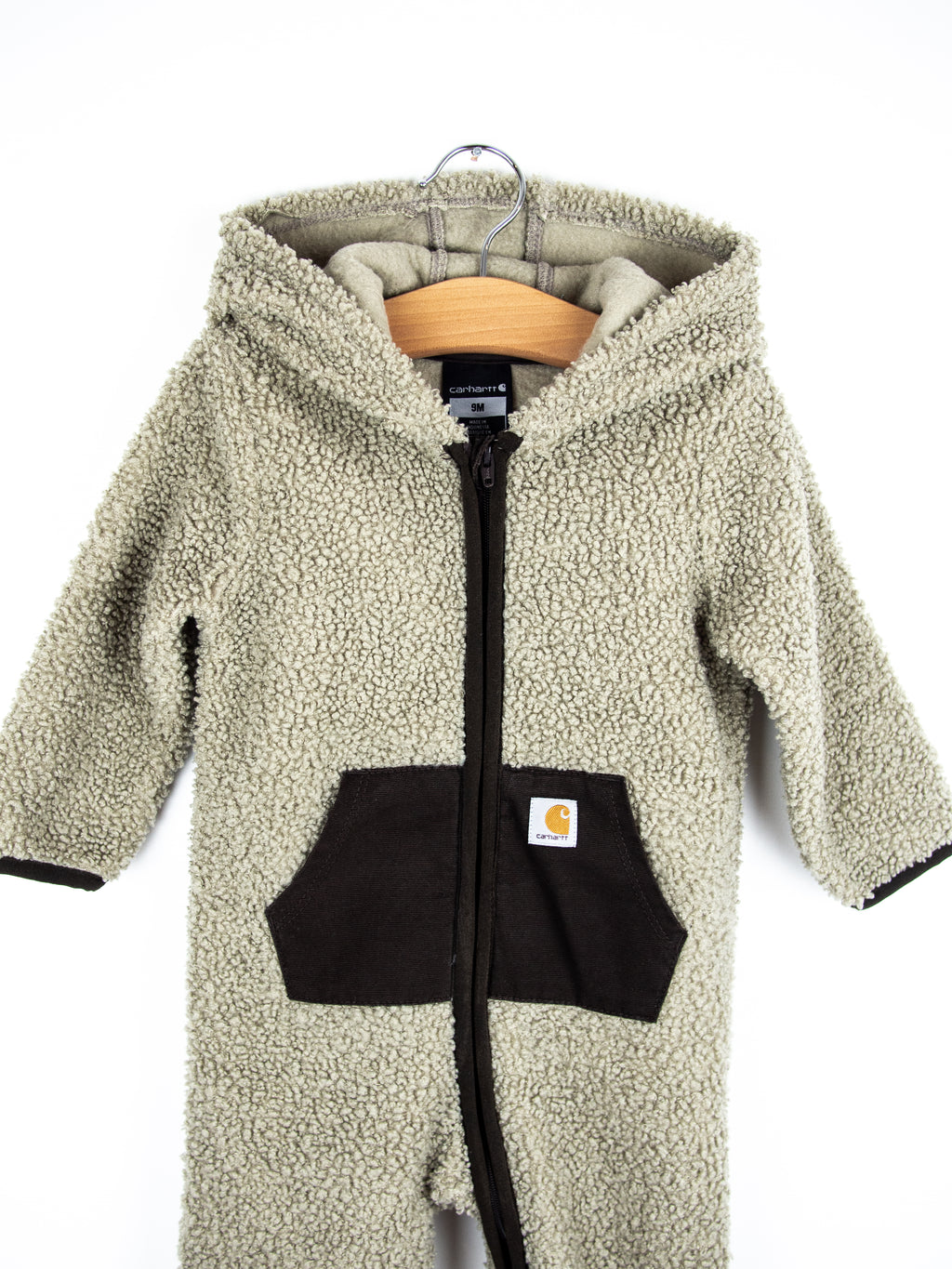Carhartt Grey Teddy Fleece Snowsuit - Age 0-3 months