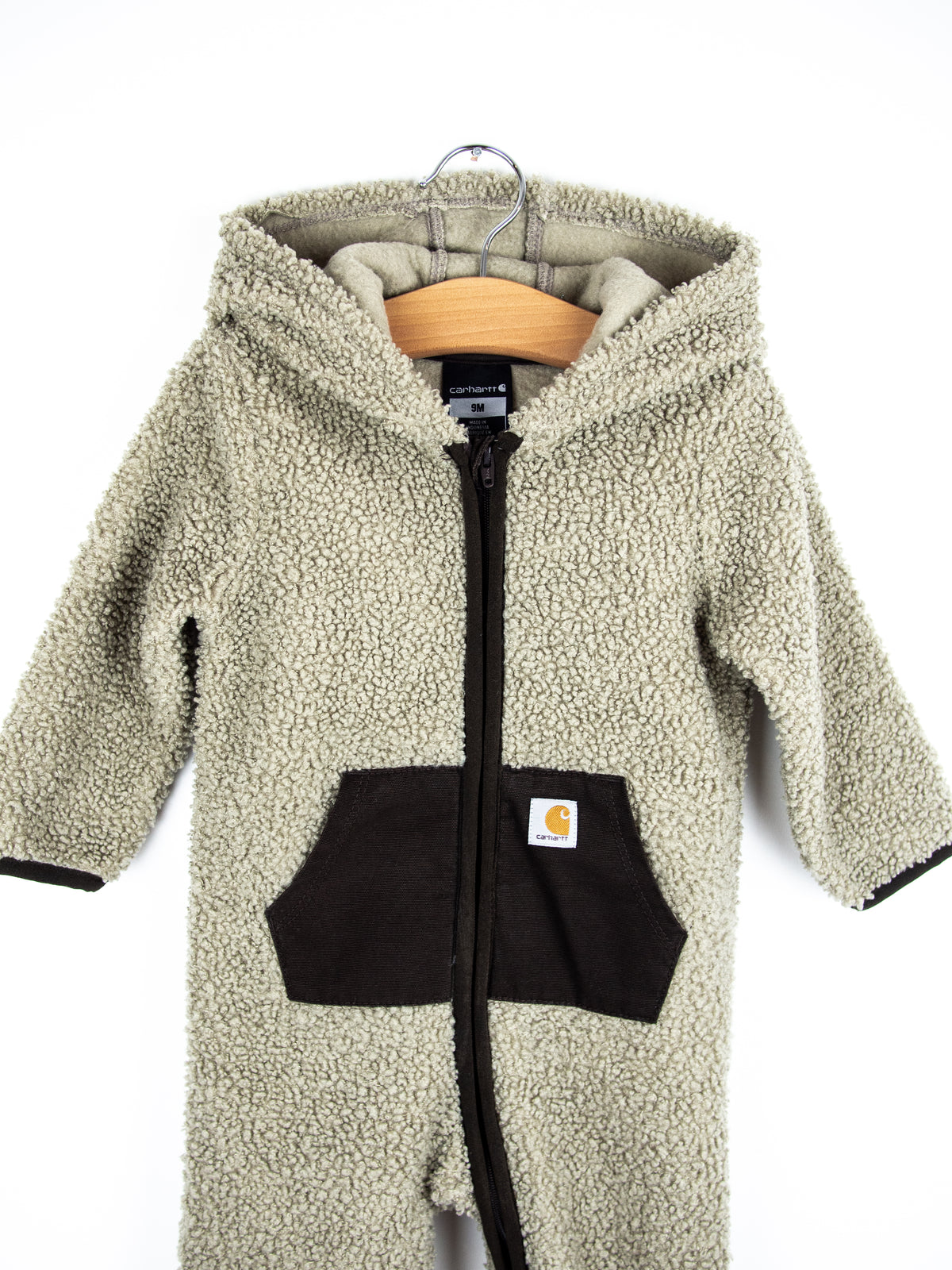 Carhartt Grey Teddy Fleece Snowsuit - Age 0-3 months
