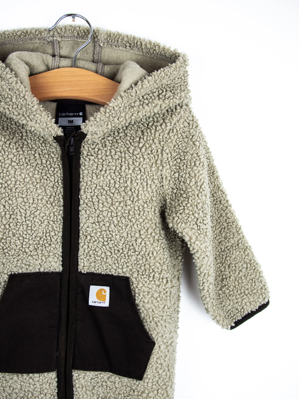 Carhartt Grey Teddy Fleece Snowsuit - Age 0-3 months