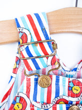 Load image into Gallery viewer, Liberty Medal Print Dungaree Shorties - Age 3-6 months - READ DESCRIPTION
