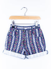 Load image into Gallery viewer, Vintage Floral Stripe Denim Shorts - Age 3 years
