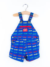 Load image into Gallery viewer, Osh Kosh Train Weave Dungaree Shorties - Age 12 months
