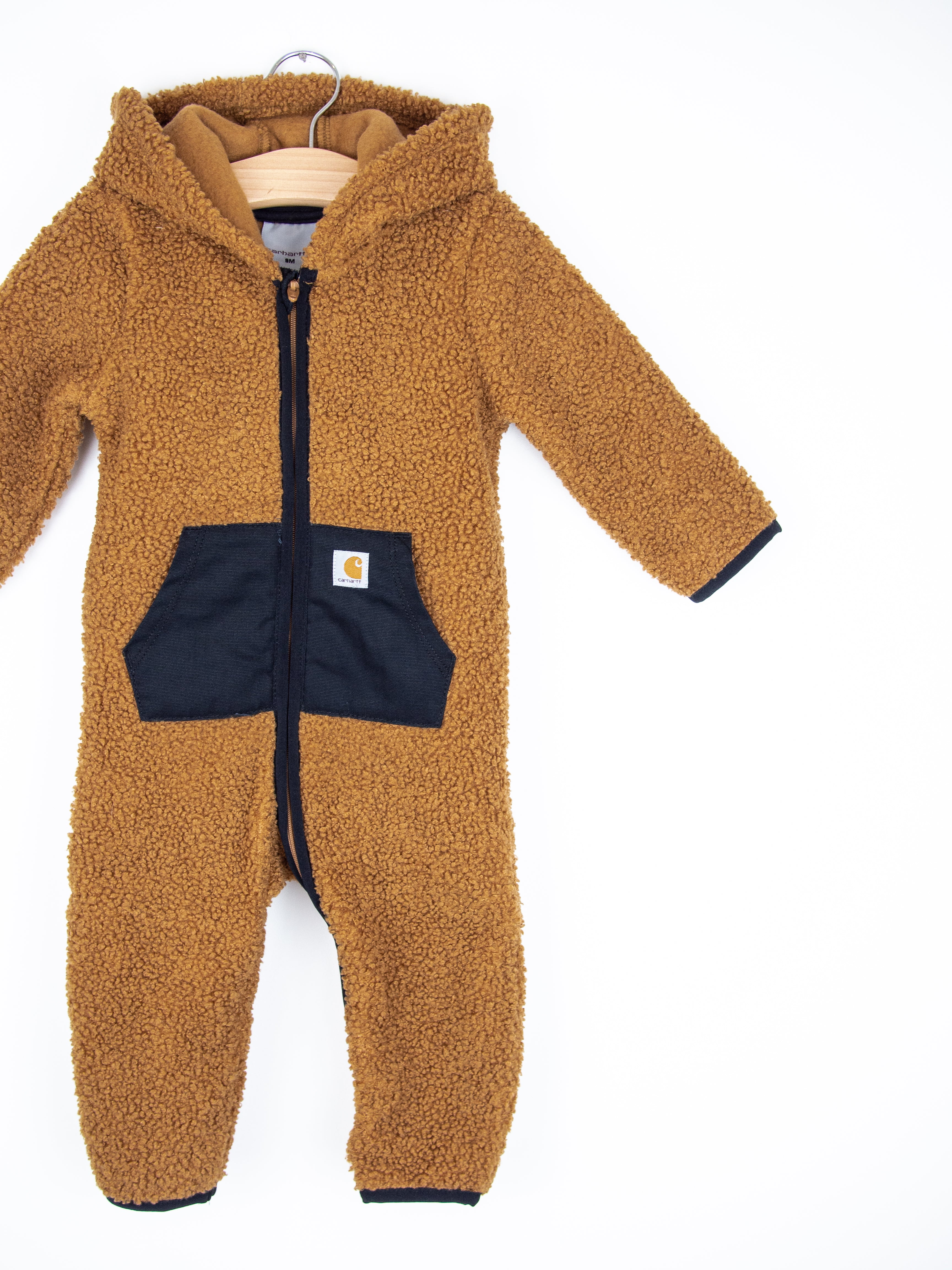 Carhartt Brown Teddy Fleece Snowsuit - Age 3-6 months